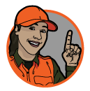 Female icon pointing upward