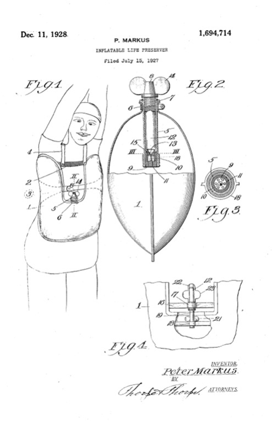 diagram of an inflatable life jacket