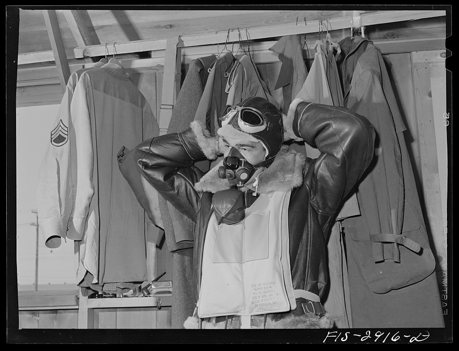 man wearing a Mae West life jacket