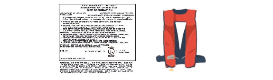 Type V life jacket with legacy label