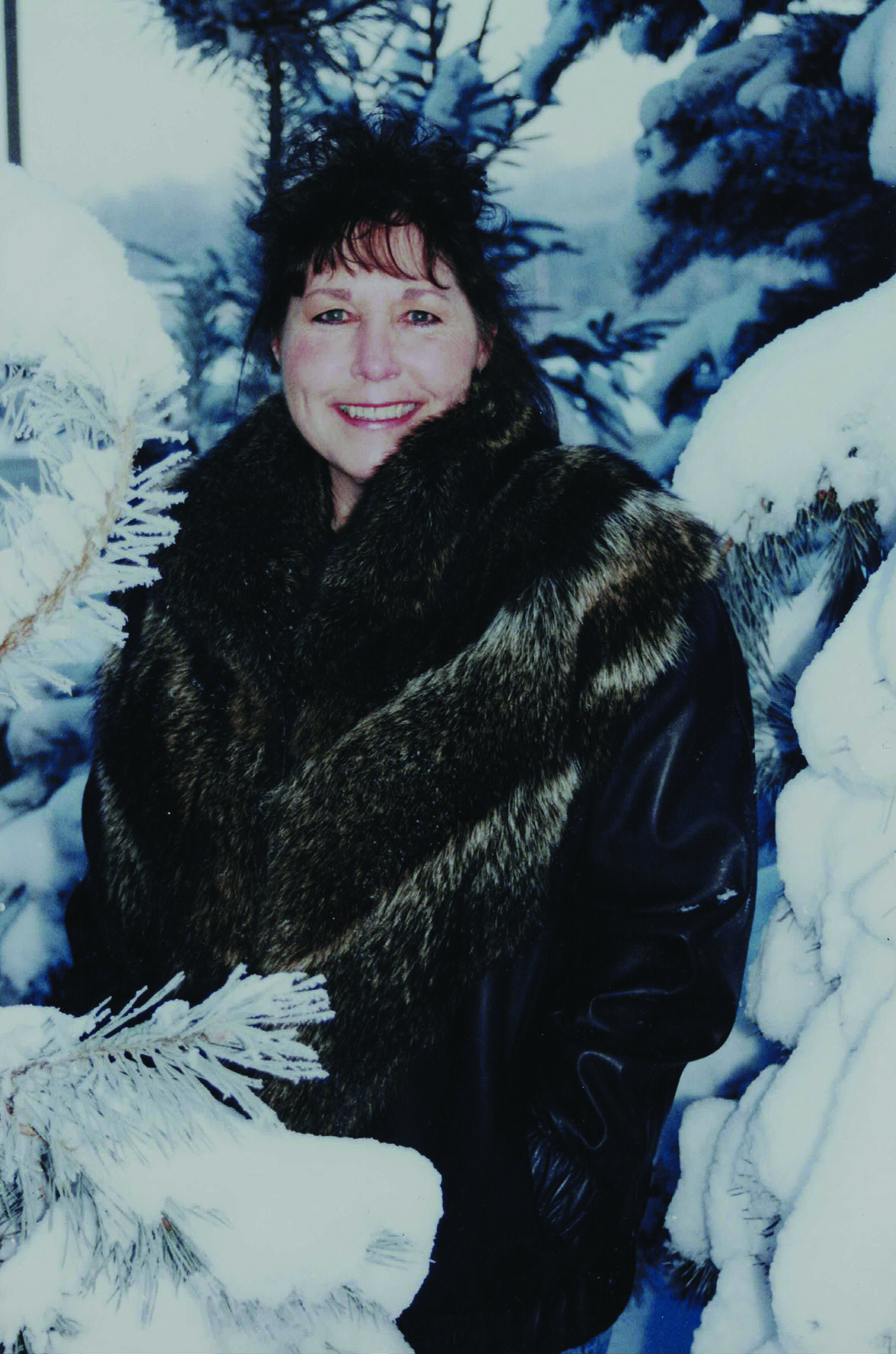 Woman wearing fur coat