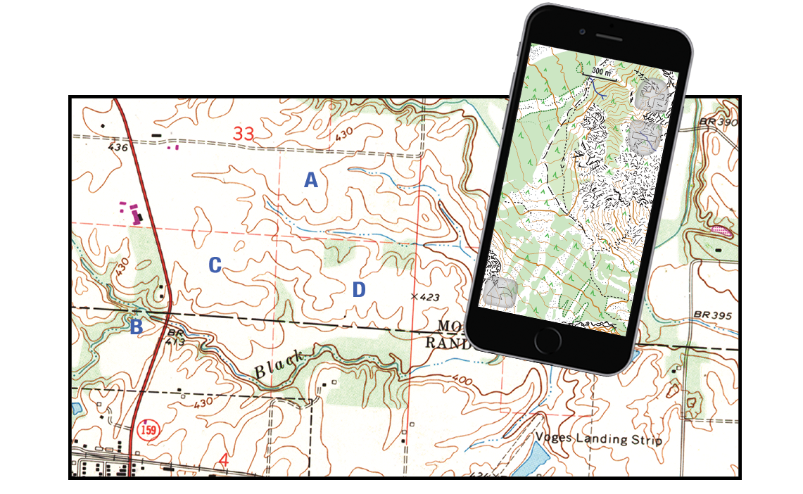 Topographic map and GPS